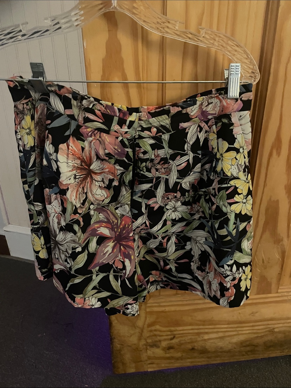 Reiss Black Floral High Waist Shorts